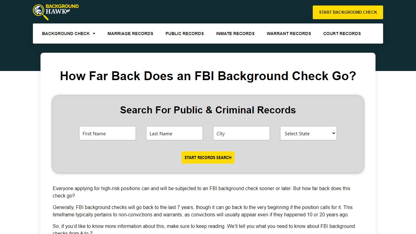 How Far Back Does an FBI Background Check Go?